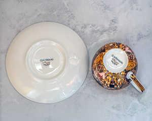 zwei Gustav Klimt Kaffeetassen mit Untertassen, Porzellan von Carmani    Bild 5