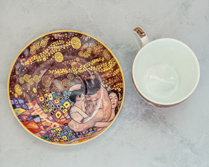 zwei Gustav Klimt Kaffeetassen mit Untertassen, Porzellan von Carmani    Bild 4