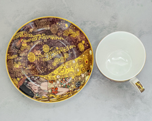 zwei Gustav Klimt Kaffeetassen mit Untertassen, Porzellan von Carmani    Bild 2