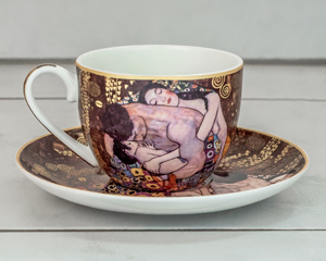 zwei Gustav Klimt Kaffeetassen mit Untertassen, Porzellan von Carmani    Bild 3