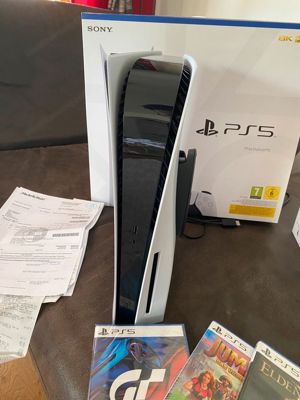 Neue PS5 mit Spieler und Herstellergarantie (Kaufdatum 23. riginal-Controller und 4 Spiel Bild 3