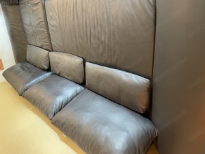 Couch, Leder, Schwarz, Ecksofa inkl. Hocker, abnehmbare Lehne Bild 5
