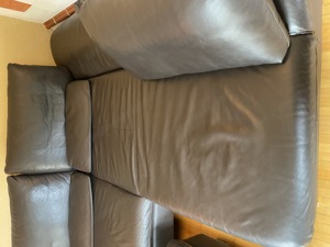 Couch, Leder, Schwarz, Ecksofa inkl. Hocker, abnehmbare Lehne Bild 6