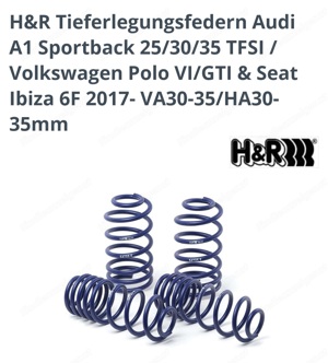 Sportfedernsatz Audi A1 Sportback, Polo 6, Seat Ibiza Bild 1