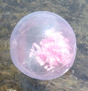 NEU aufblasbarer durchsichtiger Wasserball mit Federn Style Pink 55 cm