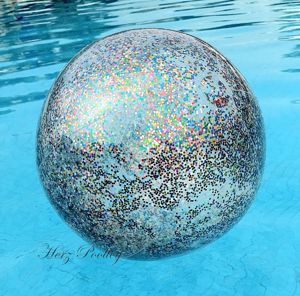 NEU aufblasbarer durchsichtiger Wasserball mit Glitzer Füllung 55 cm