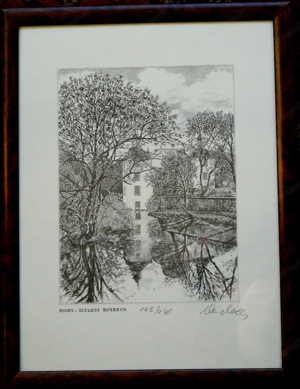 Schloss Borbeck alte Grafik 43x33. B075 Bild 1