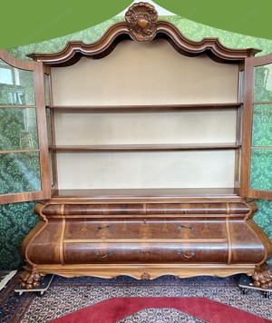 Barock Vitrine Gründerzeit Nussbaum Schrank Jugendstil Bücherschrank Regal Bild 5