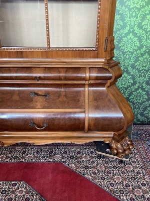 Barock Vitrine Gründerzeit Nussbaum Schrank Jugendstil Bücherschrank Regal Bild 8