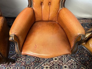 Barock Sofa Couch mit Sessel Chesterfield orange Bild 3