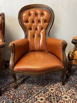 Barock Sofa Couch mit Sessel Chesterfield orange Bild 2