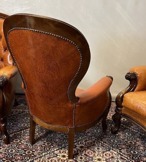 Barock Sofa Couch mit Sessel Chesterfield orange Bild 4