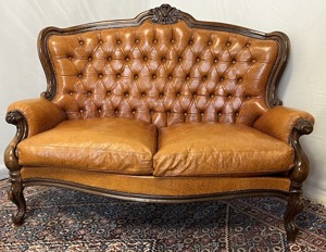 Barock Sofa Couch mit Sessel Chesterfield orange Bild 7