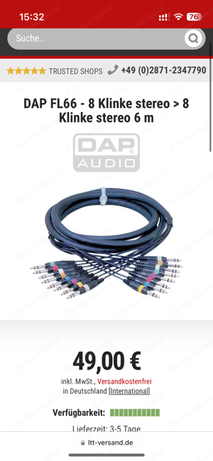 DAP Audio 6m 8fach Mulicore trs Klinke Bild 1