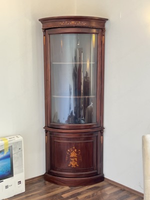 Biedermeier Eckschrank Eck Vitrine Barock Gründerzeit Nussbaum Jugendstil