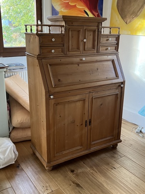 Gründerzeit Sekretär Schreibsekretär Biedermeier Kommode Weichholz Schrank Massivholz Bild 6