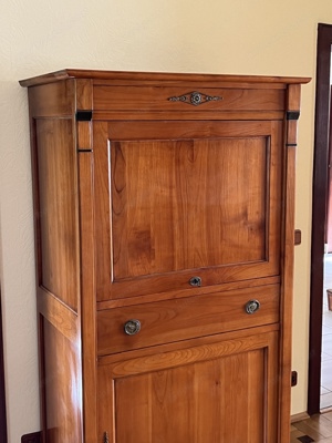 Biedermeier Sekretär Schrank Kirschbaum Schreibtisch Massivholz Empire Barock Kommode Bild 3