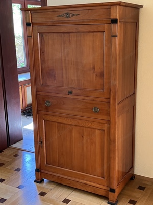 Biedermeier Sekretär Schrank Kirschbaum Schreibtisch Massivholz Empire Barock Kommode Bild 2