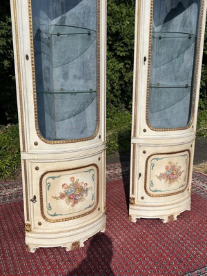 Empire Vitrine Rokoko Eckvitrine Biedermeier Eckschrank Barock Gründerzeit Schrank Glasvitrine Samml Bild 10