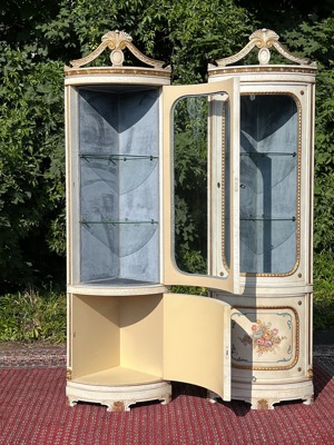 Empire Vitrine Rokoko Eckvitrine Biedermeier Eckschrank Barock Gründerzeit Schrank Glasvitrine Samml Bild 6