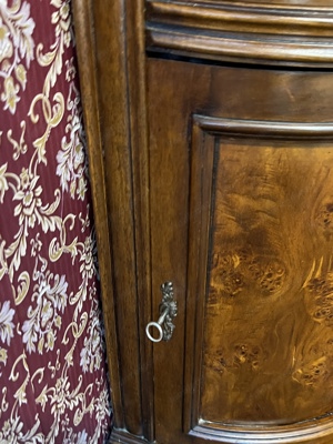 Biedermeier Eckvitrine Vitrine Nussbaum Barock Landhaus Rokoko Eckschrank Stilmöbel Louis XV Sammler Bild 8