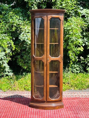  Biedermeier Vitrine Eckschrank Eckvitrine Nussbaum dunkel Barock Louis XV Stilmöbel 