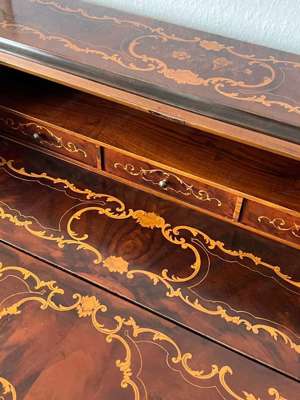 Sekretär Damensekretär mit Intarsien Louis XV Barock Schreibtisch mit Intarsien  Bild 9