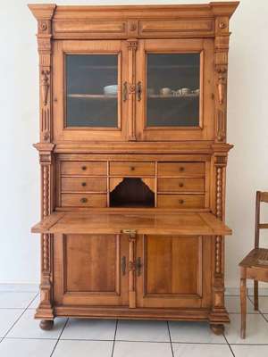 Biedermeier Sekretär Gründerzeit Kirschbaum Vitrine