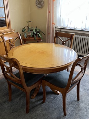 Biedermeier Möbel Esszimmer Kirschbaum Tisch Sessel Stühle Bild 1