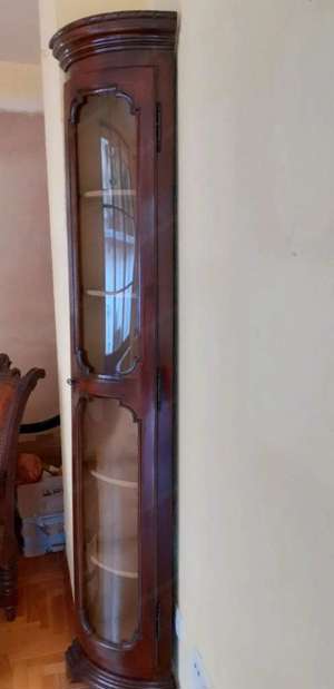 Biedermeier Vitrine Eckvitrine Selva Nussbaum Vitrine Schrank Barock STILMÖBEL Bild 3