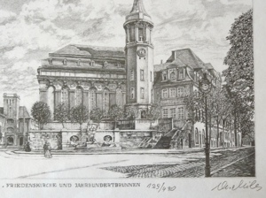 Friedenskirche Jhdt.-Brunnen Litho. 43x33. B087 Bild 3