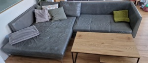 Leder Couch grau