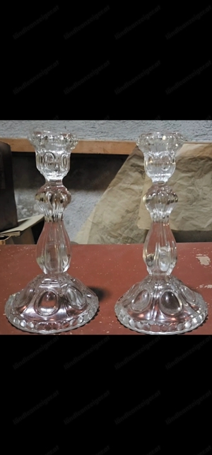 2 alte Bleikristall Kerzenhalter um die 1900