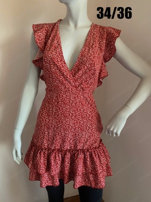 Leichtes Sommerkleid SHEIN rot - Rüschen, rückenfrei - S36