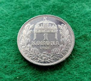 1 Korona 1906 K.B.  Kaiser Franz Josef  AG  Erstabschlag  Prachtstück -RRR