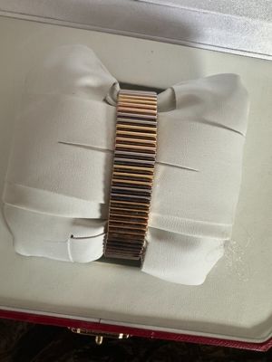 Cartier Damenuhr mit originalem Diamantenbesatz, 750er Gold, BiColor Armband, 1A Bild 7