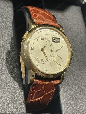 Lange & Söhne Lange 1 Originalband 750er Gold D=38,5mm Saphirglas,53 Rubine 98g Bild 3