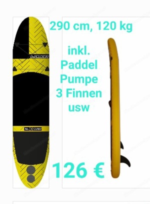 Stand up Paddle Board. 290cm, Belastbar 120kg, inkl zubehör