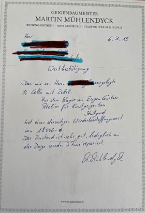 Meistercello 4 4 Das von dem Stuttgarter Geigenbaumeister Eugen Gärtner  Bild 5