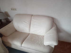 Ledercouch Cremeweiss