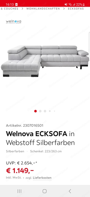 Sofa Couch Welnova in Grau