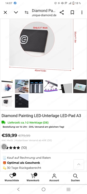 Diamond painting LED Unterlage 30x40 A3 (LED Light Pad) Bild 2