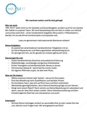 Handwerklich begabter Allrounder gesucht!