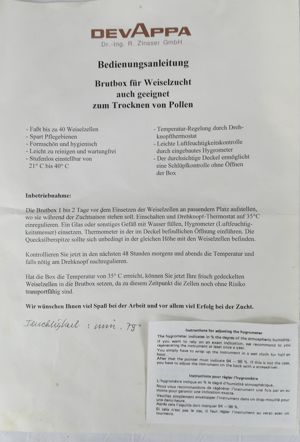 Brutschrank fürBienenköniginnen