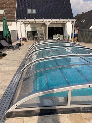Pool Überdachung mit UV Filter Elegance 6 Elox by Novopool Schiebedach Lieferung 200 Euro AT