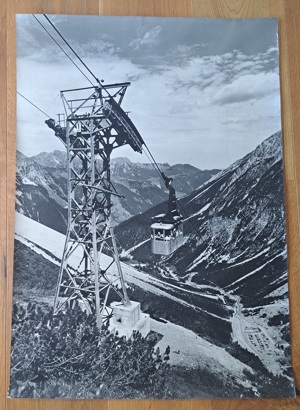 1959 Original Foto Plakat Lünersee Seilbahn gegen Talstation Gondel Lünerseebahn Vandans Bludenz 