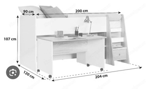 Kinderbett 90x200 (Etagenbett) mit Schreibtisch und Stauraum Höhle günstig abzugeben