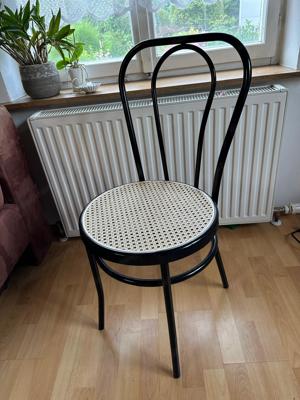Stuhl, Kaffeehausstuhl, schwarz, rattan