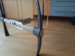 Tisch Glasplatte Pickelfüße massiv echt Holz+Metall Bild 6