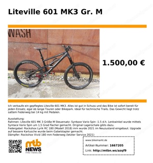 Liteville 601 MK3 Gr.M Enduro Mountainbike